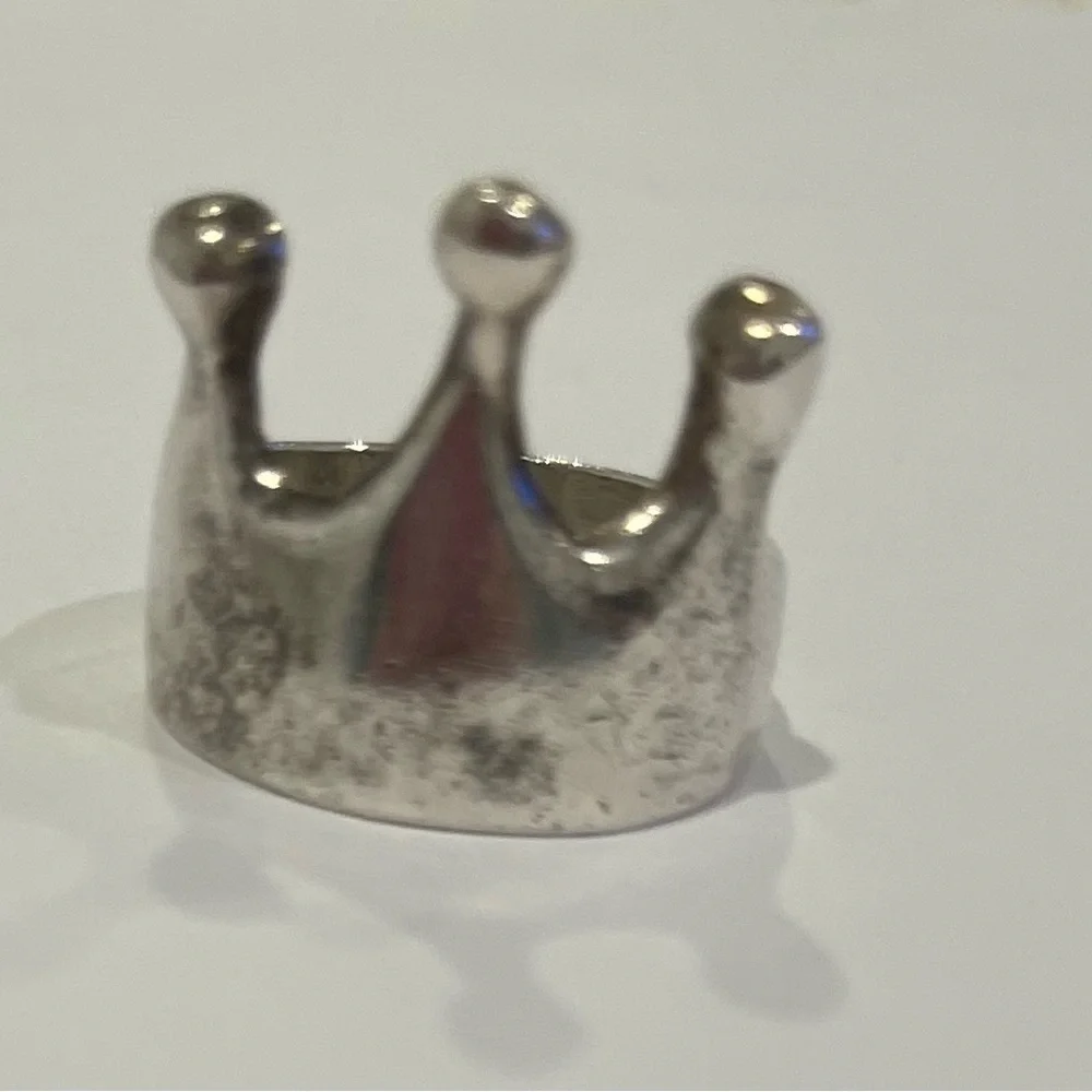 3 Pc Lot Sterling Silver Crown Tiara Rings As-Is - Picture 5 of 9